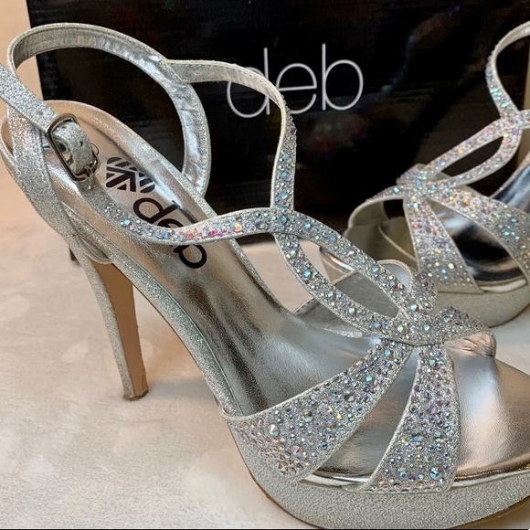 NWT DEB VICE-123 OPEN TOE GLITTER HEELS - Picture 3 of 16